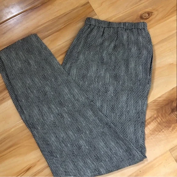 Eileen Fisher Silk Gray and Beige Elastic-Waist Full-Length Pant Large - Picture 2 of 13